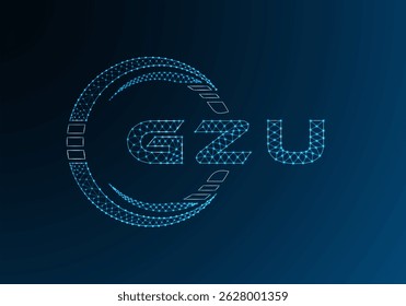 Diseño de Vector de logotipo de letra polivinílica baja GZU. GZU diseño de logotipo de poliéster inferior. Logotipo de poliéster bajo.