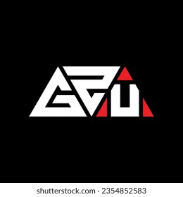 GZU triangle letter logo design with triangle shape. GZU triangle logo design monogram. GZU triangle vector logo template with red color. GZU triangular logo Simple, Elegant, and Luxurious design.