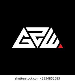 GZW triangle letter logo design with triangle shape. GZW triangle logo design monogram. GZW triangle vector logo template with red color. GZW triangular logo Simple, Elegant, and Luxurious design.