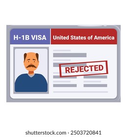 H 1b visa application process concept showing a rejected document