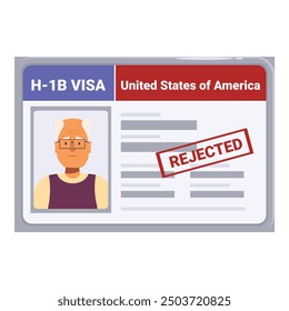 H 1b work visa application form for the united states with the photo of a senior man and a rejected stamp