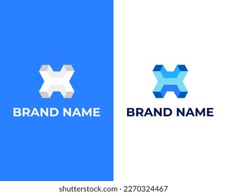 H 3D logo design, with a simple and elegant luxury design