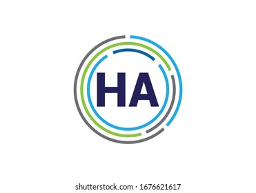 H A, HA Initial Letter Logo Design Vektorillustration Vorlage, grafisches Alphabet Symbol für Unternehmensidentität
