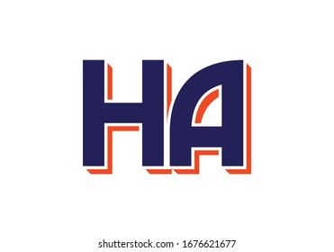 H A, HA Initial Letter Logo Design Vektorillustration Vorlage, grafisches Alphabet Symbol für Unternehmensidentität