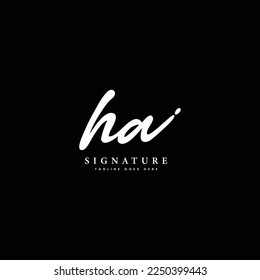 H, A, HA Initial letter handwriting and signature vector logo