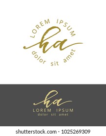 H A. Handdrawn Brush Monogram Calligraphy Logo Design