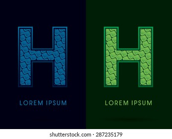 H, Abstract Font, Text, Typography, concept luxury natural blue and green, pattern, graphic vector