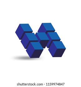 H abstract letter 3d logo icon vector