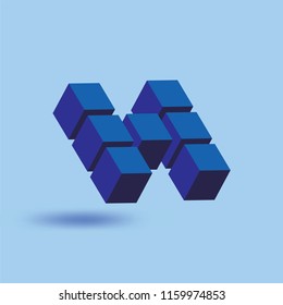 H abstract letter 3d logo icon vector