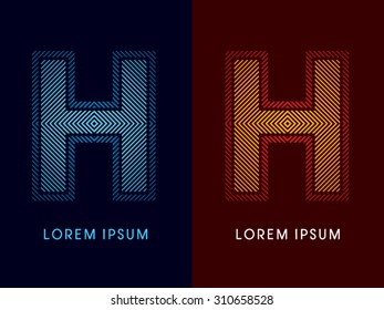 H ,abstract luxury font, Designed using cool and hot colors, line square, geometric shape, graphic vector.