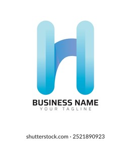 H abstract modern minimalist premium typography 3d colorful letter logo design template
