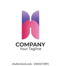 H abstract typography 3d colorful letter logo design template
