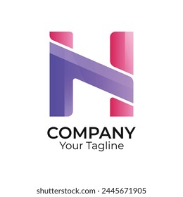 H abstract typography 3d colorful letter logo design template
