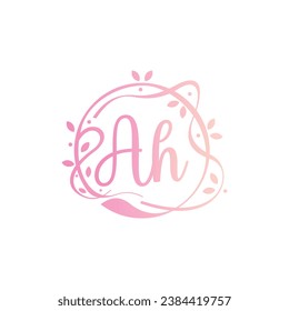 A H AH Beauty vector initial logo, handwriting logo of initial signature, wedding, fashion, jewerly, boutique, floral and botanical with creative template