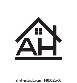 H or AH logo initial letter design template vector illustration, with rooftop combination