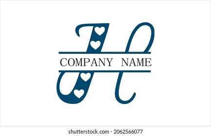 H Alphabet Heart abstract monogram vector logo template