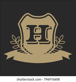 H Alphabet Initials Crest Emblem Logo Stock Vector (Royalty Free ...