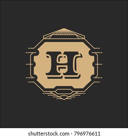 H Alphabet initials crest emblem logo