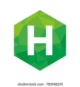 H Alphabet letter with hexagon origami green unique logo eps 10 eps 8
