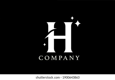 H alphabet letter logo for branding and business. Simple creative star design with swoosh in black and white colors. Can be used for a luxury company or icon lettering