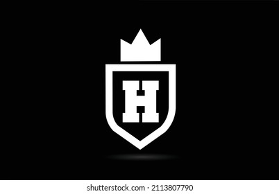 H alphabet letter logo icon with king crown design. Creative template for business and company in white and black colours