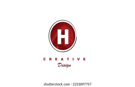 H alphabet logo design icon with elegant red water color brush. Artistic trendy vector logo design