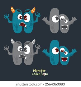 H and h, Alphabet Monster Collection with Fun and Spooky Cartoon Letters