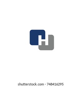 H alphabet and number linked logo flat vector logo template