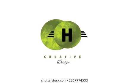 H alphabet vector logo design with green water color brush . Elegant vector logo design