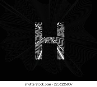 H Alphabet Vector numerals. black and white color Abstract Wave Line in Alphabet