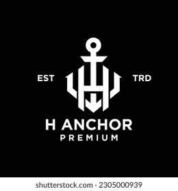 H Anchor letter initial design icon logo