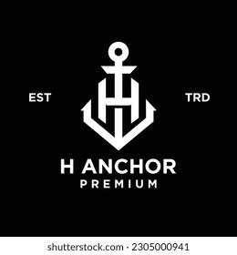 H Anchor letter initial design icon logo