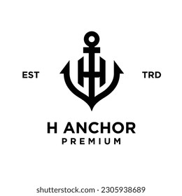 H Anchor letter initial design icon logo