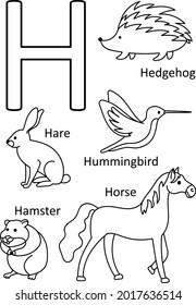 H animals names, Alphabet coloring for kids, Alphabet animals coloring page, ABC coloring, Preschool education