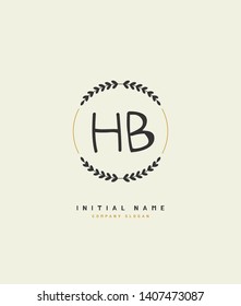 H B HB Beauty vector initial logo, handwriting logo of initial wedding, fashion, jewerly, heraldic, boutique, floral and botanical with creative template for any company or business.