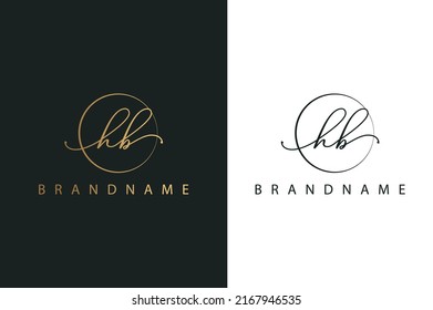 H B HB hand drawn logo of initial signature, fashion, jewelry, photography, boutique, script, wedding, floral and botanical creative vector logo template for any company or business.