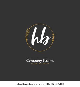H B HB Initial handwriting and signature logo design with circle. Beautiful design handwritten logo for fashion, team, wedding, luxury logo.