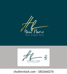 H B HB Escritura manuscrita inicial y logotipo de la firma. Logo inicial del vector de belleza .Moda, boutique, floral y botánica