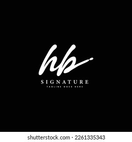 H, B, HB Initial letter handwriting and signature vector logo