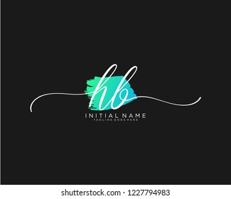 H B Initial handwriting logo vector
