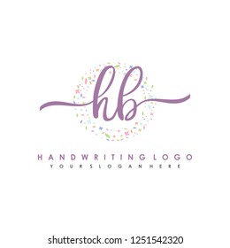 H B Initial handwriting logo vector