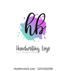 H B Initial handwriting logo vector
