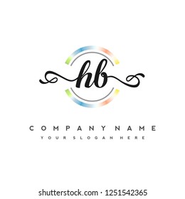 H B Initial handwriting logo vector