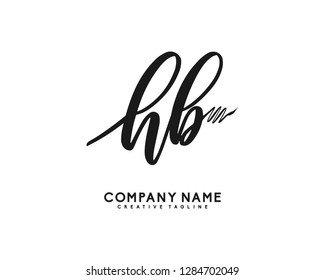 H B Initial Handwriting Logo Template Vector
