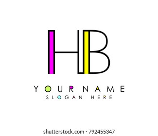 H & B initial minimalist logo template vector