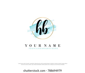 H B Initial water color logo template vector