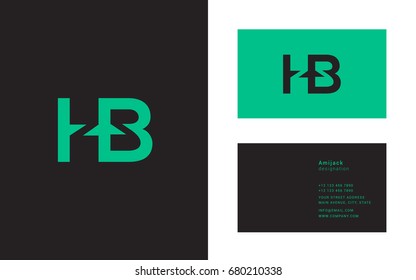 H B joint letter logo design with business card template