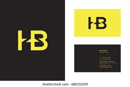 H B Joint Letter Logo Design With Business Card Template