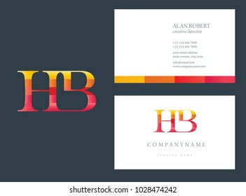H & B joint logo multi color letter design with business card template