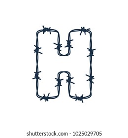 H Barbed Wire Letter Logo Icon Design